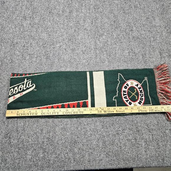 Minnesota Wild Scarf Green Red Spelled out Logo State of Hockey Evergreens NHL - Picture 6 of 6
